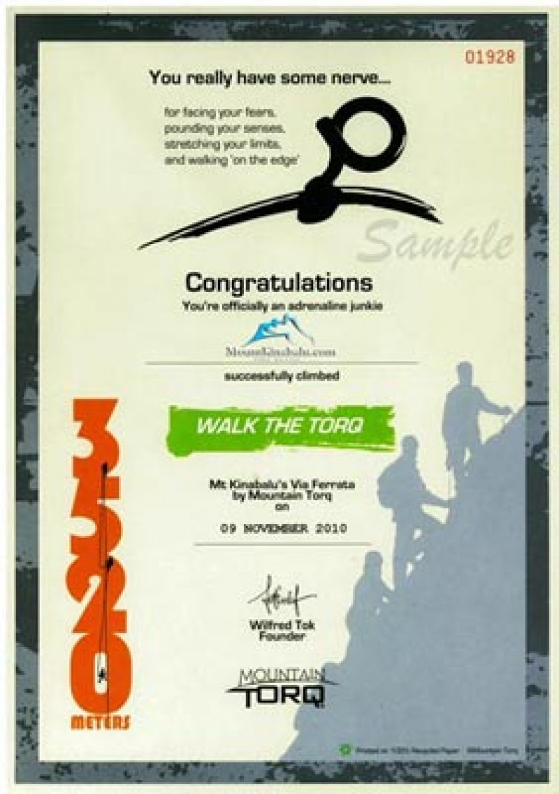  Conquer your fear and walk the torq! You will walk home with this certificate as a testament of your fearlessness!